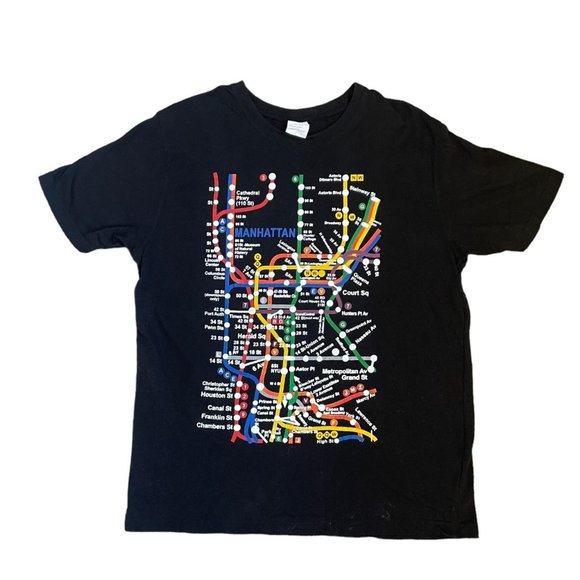 VINTAGE NEW YORK CITY MANHATTEN SUBWAY MAP TEE. - Picture 1 of 4